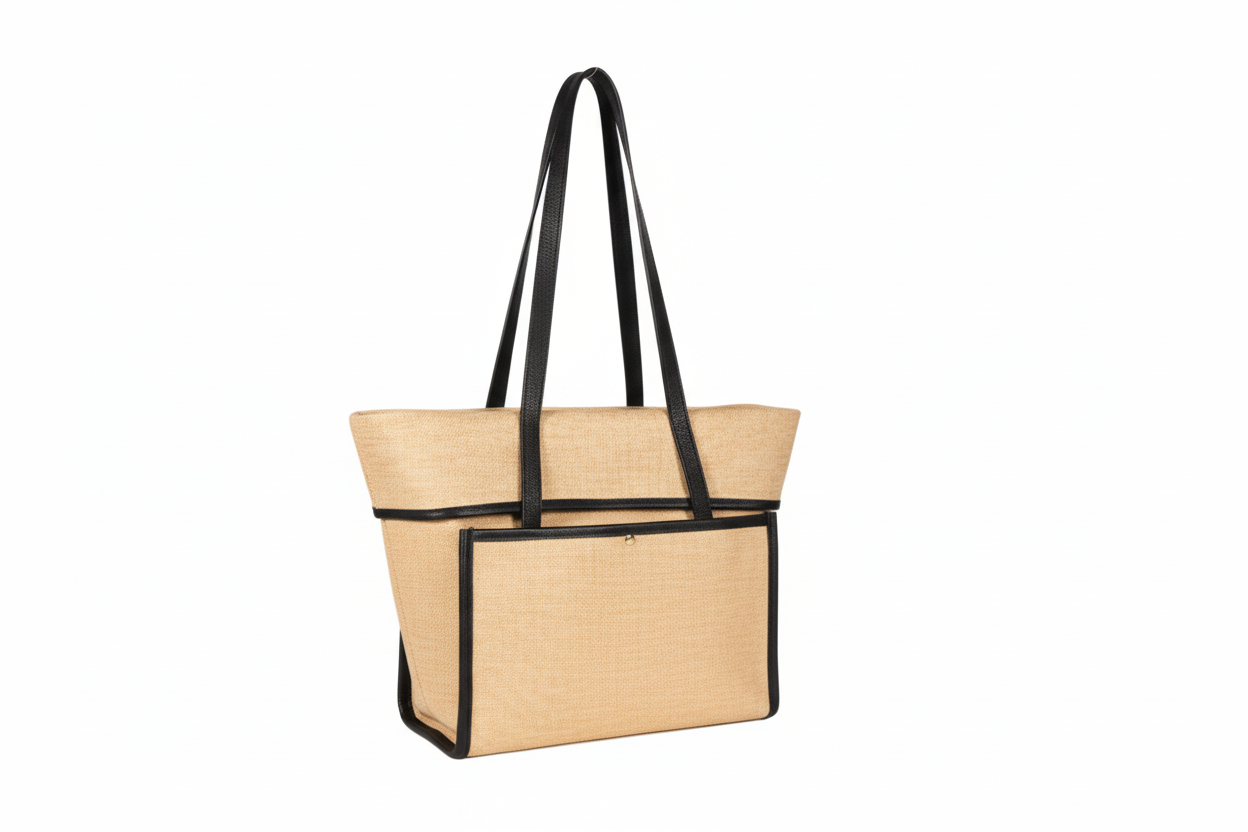 [SEYOUSE] Woven Leather Luxury Simple Foldable Large Capacity Lightweight Shoulder Classic Tote Bag